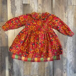 ZYNO Children's Dress Red/Orange/Blue/Yellow Floral Print Size 3T